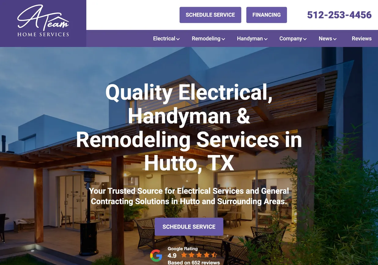 A Team Home Services website
