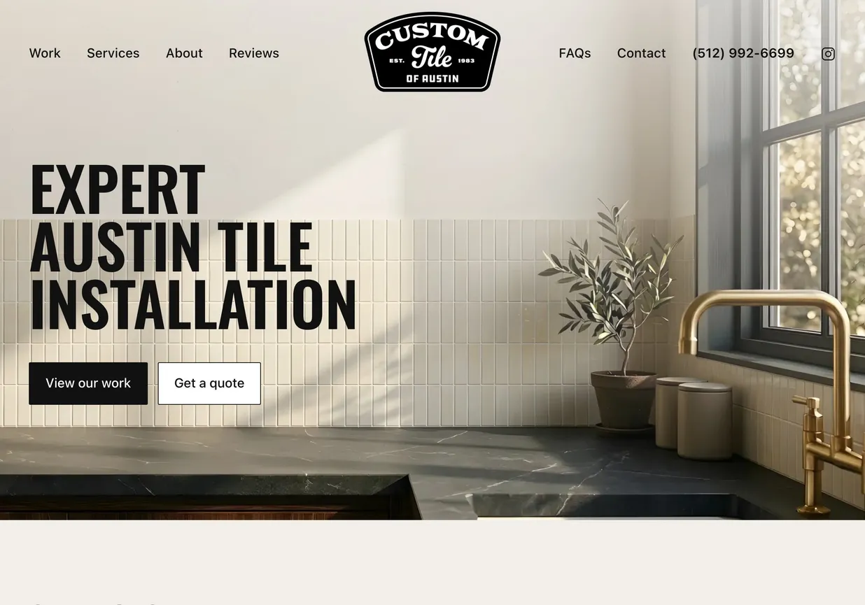Custom Tile of Austin website