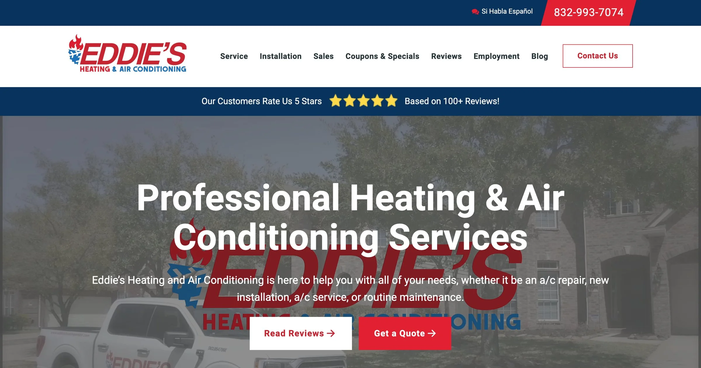 The Eddie's Heating & Air Conditioning website