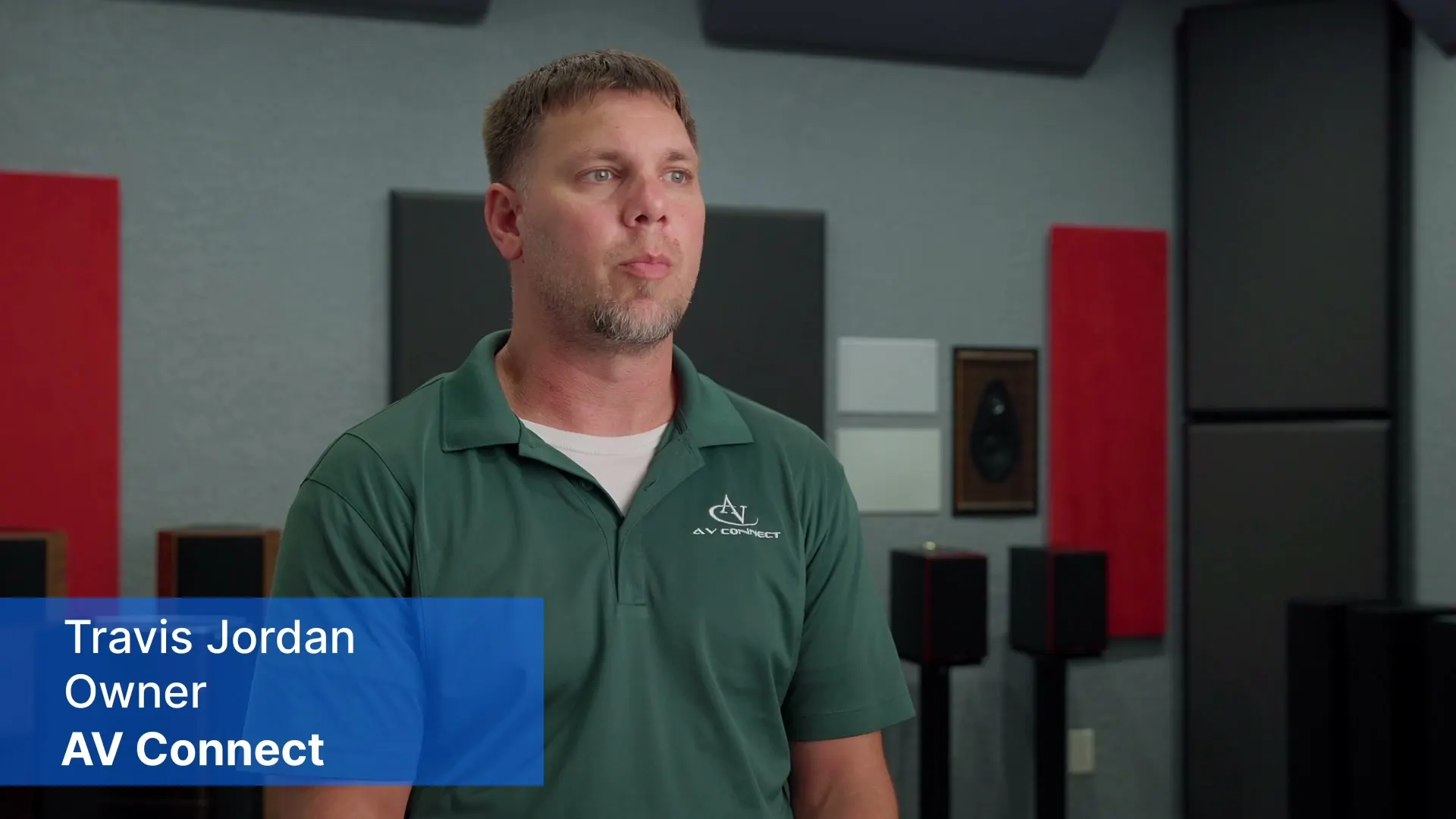 Travis Jordan, owner of AV Connect, in the AV Connect showroom