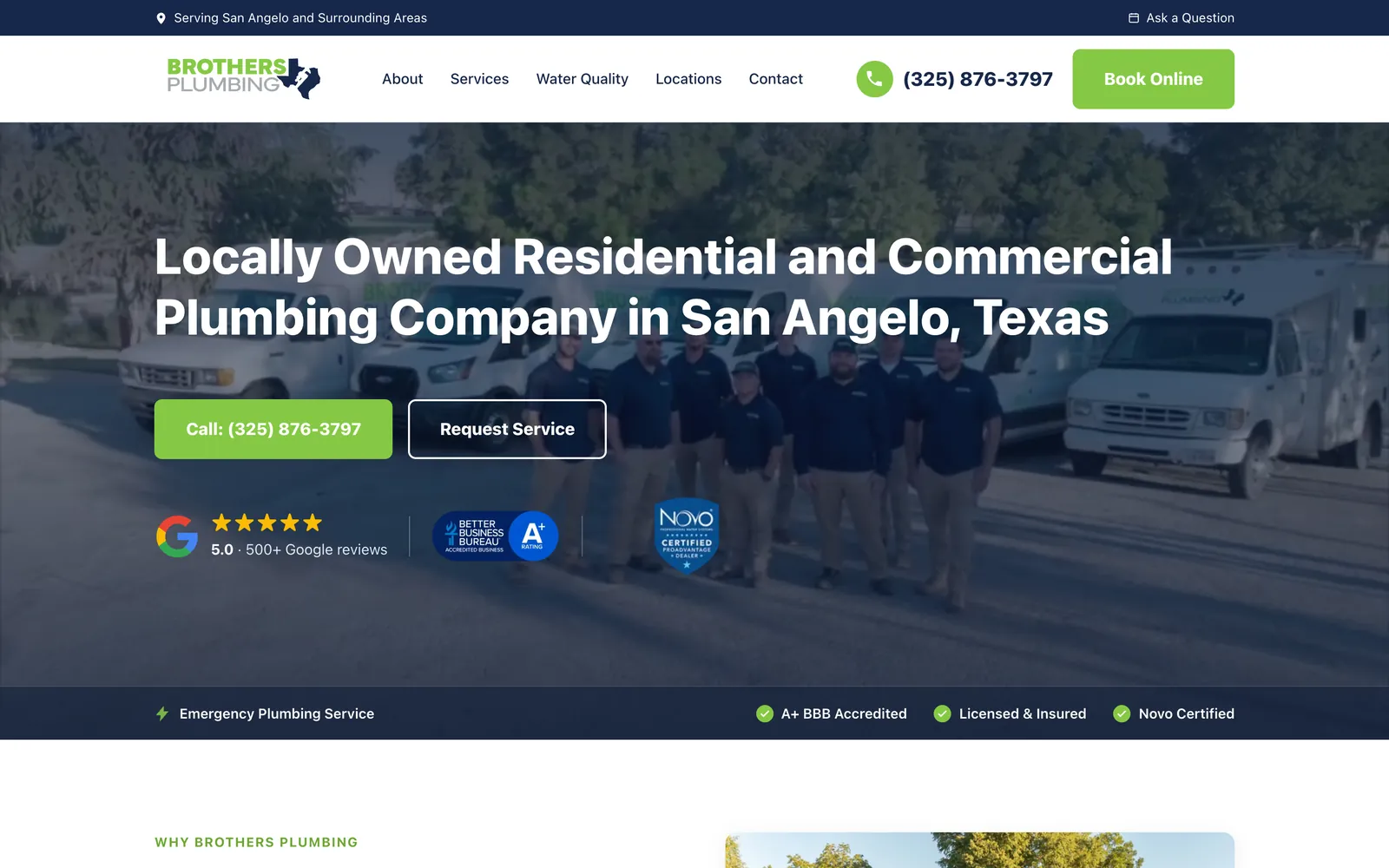 Brothers Plumbing homepage