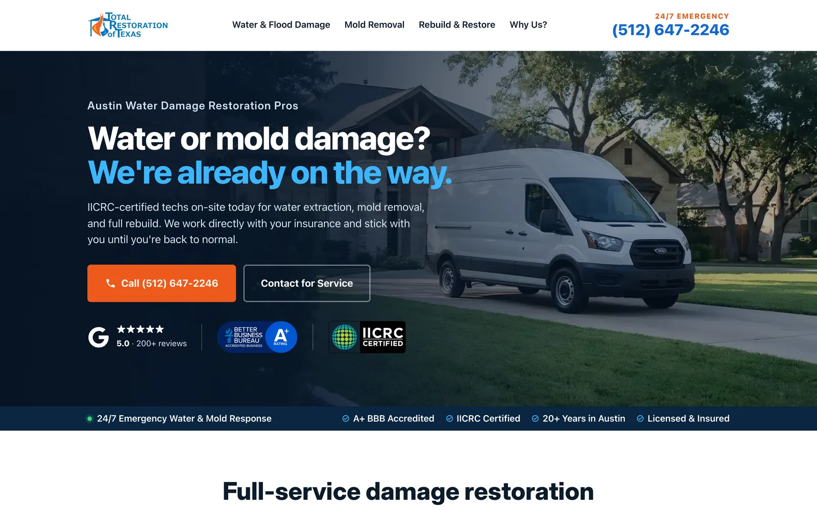Total Restoration of Texas homepage
